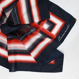 Leonardo Italy Vintage Red and Blue Striped Scarf with vintage brass scarf pin